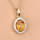 1.78 Carat Genuine Yellow Sapphire and White Diamond 14K Yellow Gold Pendant