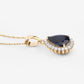 2.09 Carat Genuine Blue Sapphire and White Diamond 14K Yellow Gold Pendant