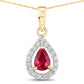 1.03 Carat Genuine Ruby and White Diamond 14K Yellow Gold Pendant