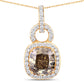 IGI Certified 2.50 Carat Genuine Brown Diamond Center and 0.31cttw White Diamond 18K Yellow Gold Pendant (2.81cttw)