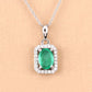 0.83 Carat Genuine Zambian Emerald and White Diamond 10K White Gold Pendant