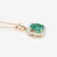 0.83 Carat Genuine Zambian Emerald and White Diamond 10K Yellow Gold Pendant