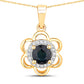 0.94 Carat Genuine Blue Sapphire and White Diamond 14K Yellow Gold Pendant