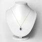 1.71 Carat Genuine Blue Sapphire and White Diamond 14K Yellow Gold Pendant