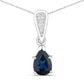 0.85 Carat Genuine Blue Sapphire and White Diamond 14K White Gold Pendant