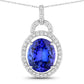 4.06 Carat Genuine Tanzanite and White Diamond 14K White Gold Pendant