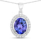 3.21 Carat Genuine Tanzanite and White Diamond 14K White Gold Pendant