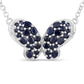 3.83 Carat Genuine Blue Sapphire and White Zircon .925 Sterling Silver Pendant