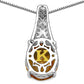 4.50 Carat Genuine Citrine, Champagne Diamond & White Diamond .925 Sterling Silver Pendant