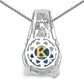 4.94 Carat Genuine Swiss Blue Topaz, Blue Diamond & White Diamond .925 Sterling Silver Pendant