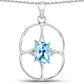 5.26 Carat Genuine Swiss Blue Topaz .925 Sterling Silver Pendant