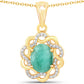 2.78 Carat Genuine Emerald and White Topaz .925 Sterling Silver Pendant