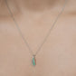 0.34 Carat Genuine Zambian Emerald and White Diamond 14K White Gold Pendant