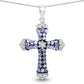 1.84 Carat Genuine Tanzanite and White Zircon .925 Sterling Silver Pendant