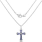 1.84 Carat Genuine Tanzanite and White Zircon .925 Sterling Silver Pendant