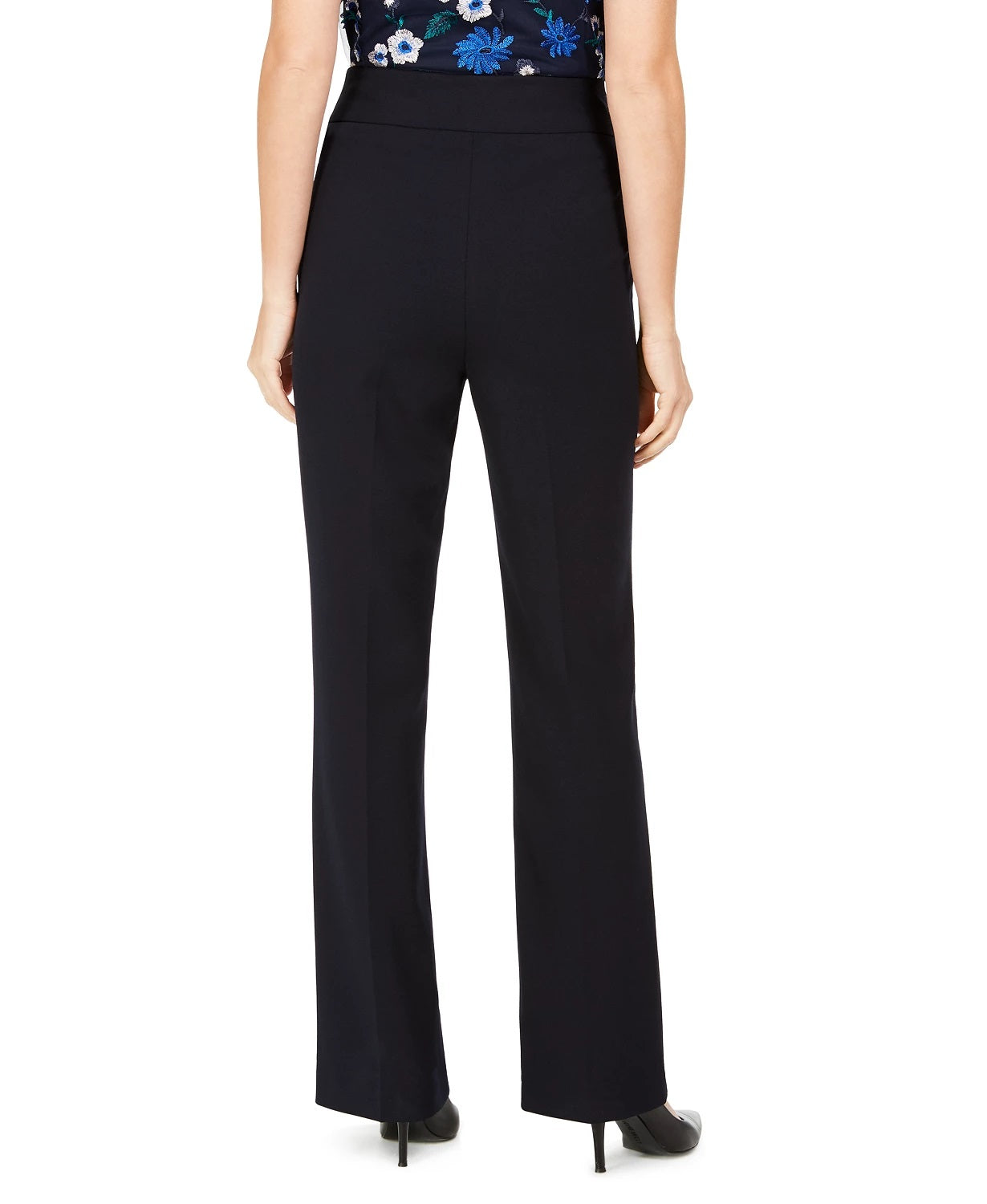 Calça social feminina Calvin Klein cintura alta com botões azul marinho tamanho 10 pequena