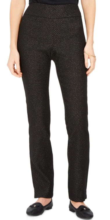 Calça feminina Charter Club Petite Pull-On Ponte-Knit preta tamanho 6 P