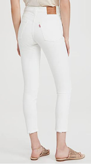 Calça jeans skinny Levi's 501 feminina, branca, tamanho 24/28