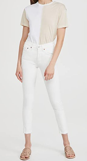 Calça jeans skinny Levi's 501 feminina, branca, tamanho 24/28