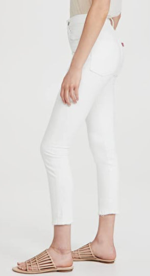 Calça jeans skinny Levi's 501 feminina, branca, tamanho 24/28