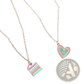 Pastel Enamel Heart and Layered Cake Pendant Necklace Set