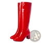Patent Leather Knee High Block Heel Square Toe Boots