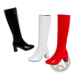 Patent Leather Knee High Block Heel Square Toe Boots