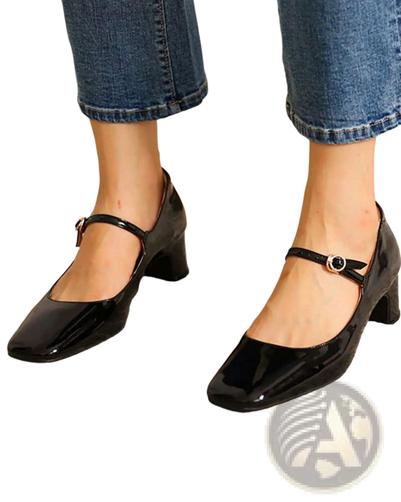 Patent Leather Mary Jane Block Heel Square Toe Shoes