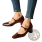 Patent Leather Mary Jane Block Heel Square Toe Shoes