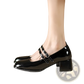 Patent Leather Mary Jane Double Strap Block Heels