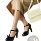 Patent Leather T-strap Platform Bow High Heels