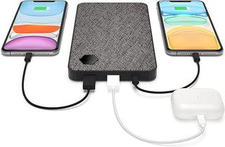 EINOVA Laptop Power Bank | Bateria fina ultrarrápida de 20.000 mAh na cor rosa - USB C + USB A, saída de 63 W | Carrega 3 dispositivos ao mesmo tempo - celulares, tablets, laptops, cabo de 90 cm incluso (cinza)