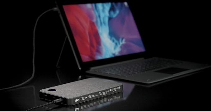 EINOVA Laptop Power Bank | Bateria fina ultrarrápida de 20.000 mAh na cor rosa - USB C + USB A, saída de 63 W | Carrega 3 dispositivos ao mesmo tempo - celulares, tablets, laptops, cabo de 90 cm incluso (cinza)