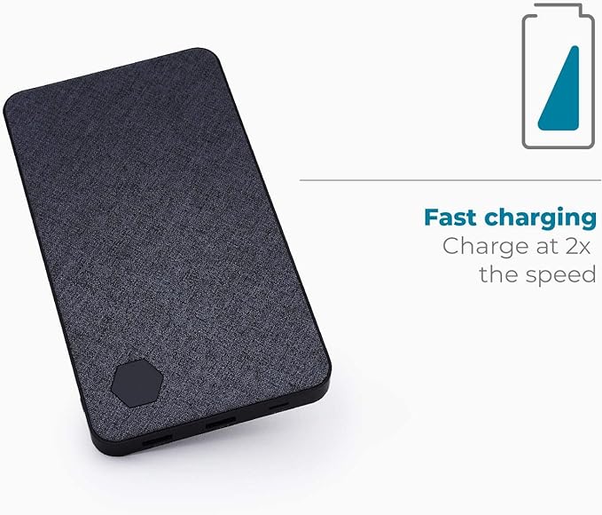 EINOVA Laptop Power Bank | Bateria fina ultrarrápida de 20.000 mAh na cor rosa - USB C + USB A, saída de 63 W | Carrega 3 dispositivos ao mesmo tempo - celulares, tablets, laptops, cabo de 90 cm incluso (cinza)
