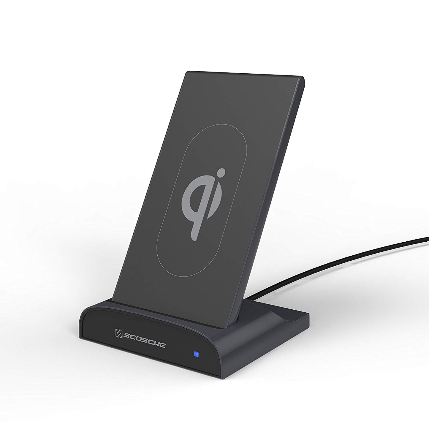 Base de carregamento sem fio Scosche Qi Dock com carregador portátil e porta de carregamento USB - Preto