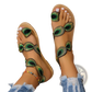 Peacock Embroidery Flat Sandals for Women