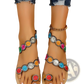 Peacock Embroidery Flat Sandals for Women