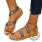 Peacock Embroidery Flat Sandals for Women