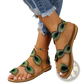 Peacock Embroidery Flat Sandals for Women