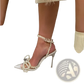 Pearl Bow High Heel Sandals for Women with Rhinestones