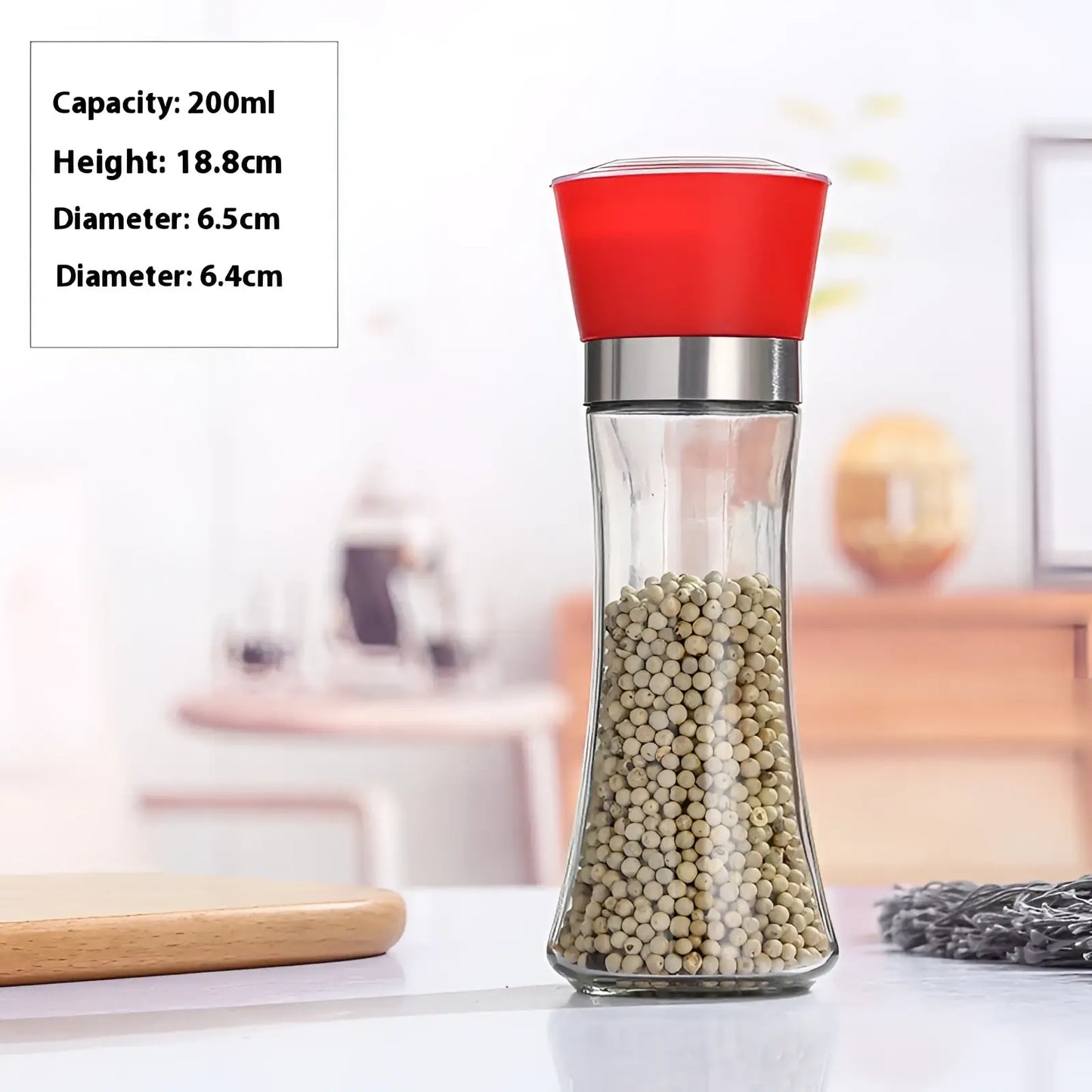Pepper Grinder Set Stainless Steel Glass 4 Pack