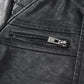 Men's Quilted Black Faux Leather Biker Jacket with Pockets