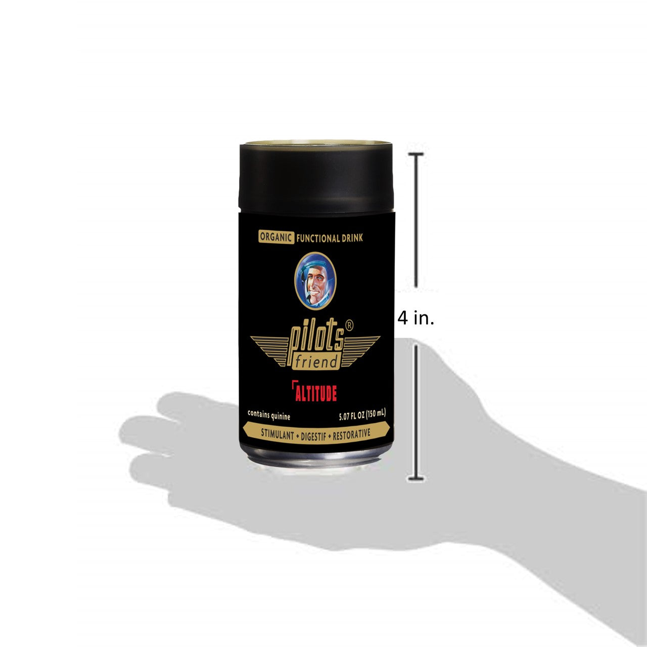 Bebida Funcional Orgânica PilotsFriend Altitude - Fórmula Estimulante, Digestiva e Restauradora 3 em 1 - Totalmente Natural, Vegana e NÃO OGM 5,07 FL Oz (150 mL) - Pacote com 24