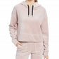 Calvin Klein Performance Moletom feminino de veludo com capuz e zíper e cordão, rosa, tamanho grande