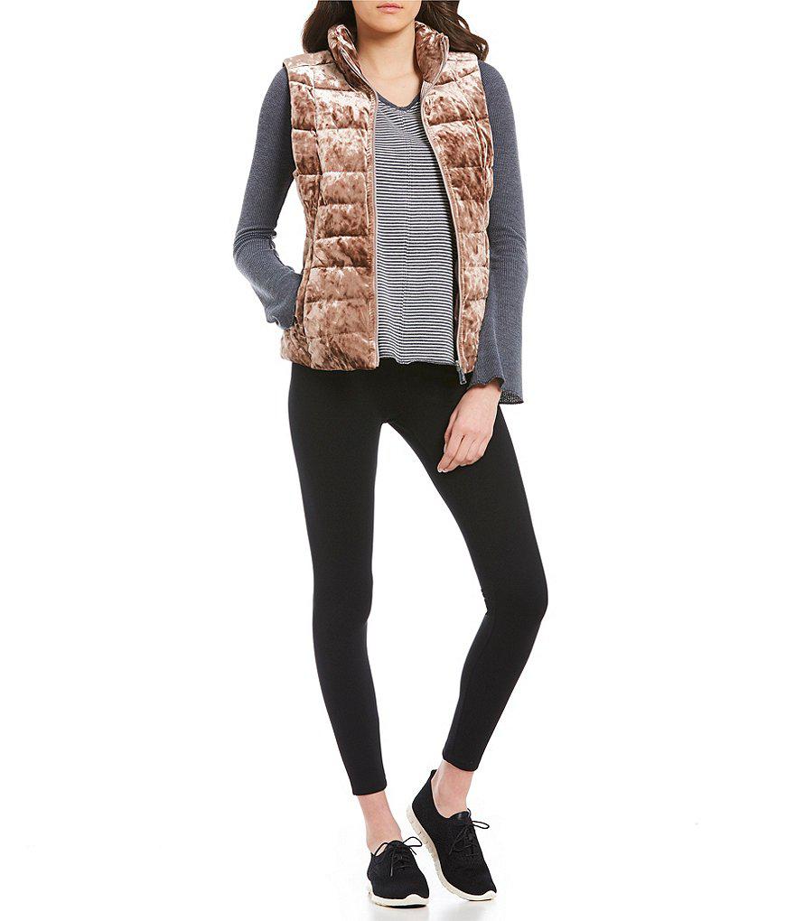 Calvin Klein Performance Colete Feminino de Veludo Amassado com Gola Simulada, Tamanho Médio