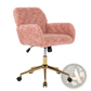 Pink Faux Fur Office Chair with Gold Metal Base