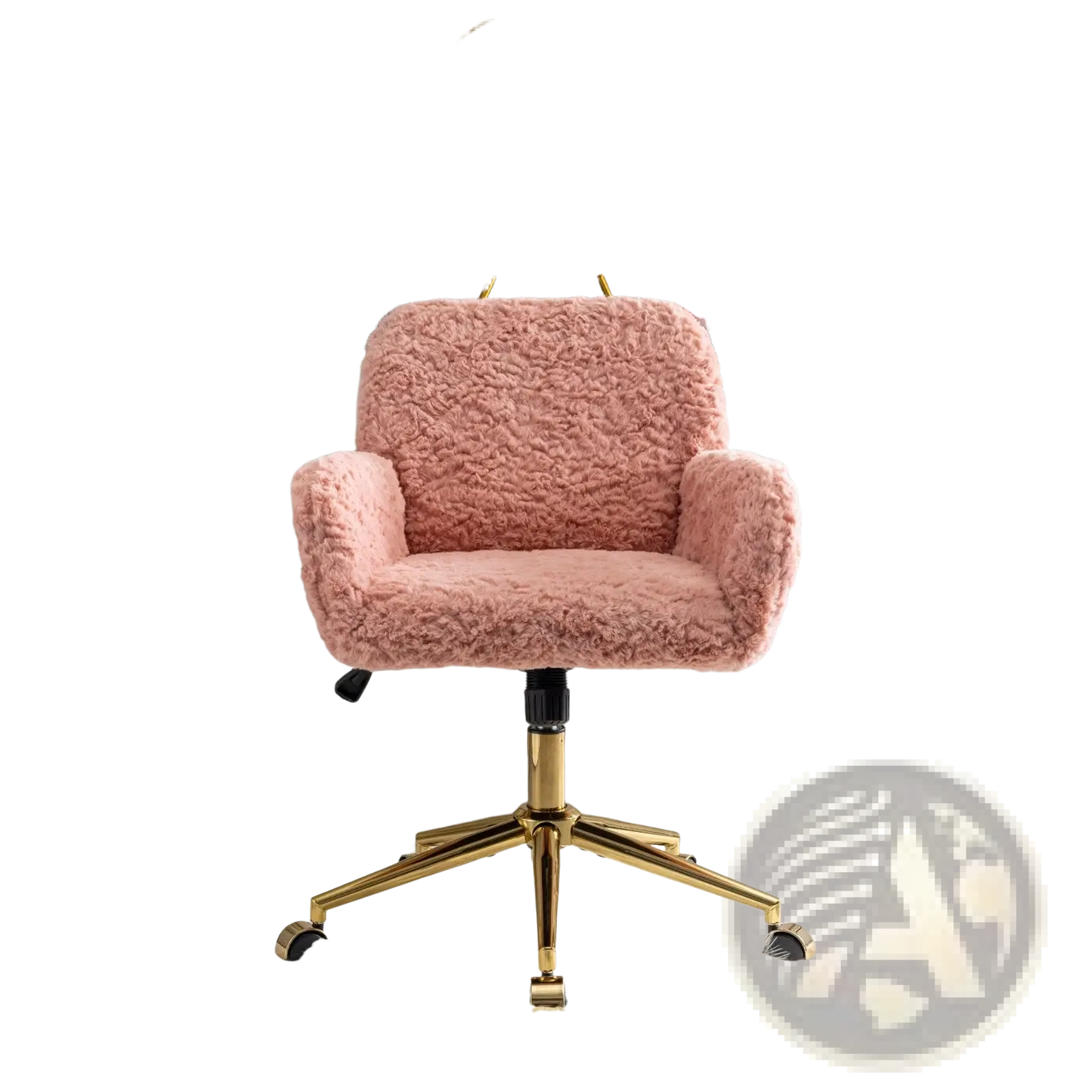 Pink Faux Fur Office Chair with Gold Metal Base