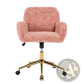 Pink Faux Fur Office Chair with Gold Metal Base