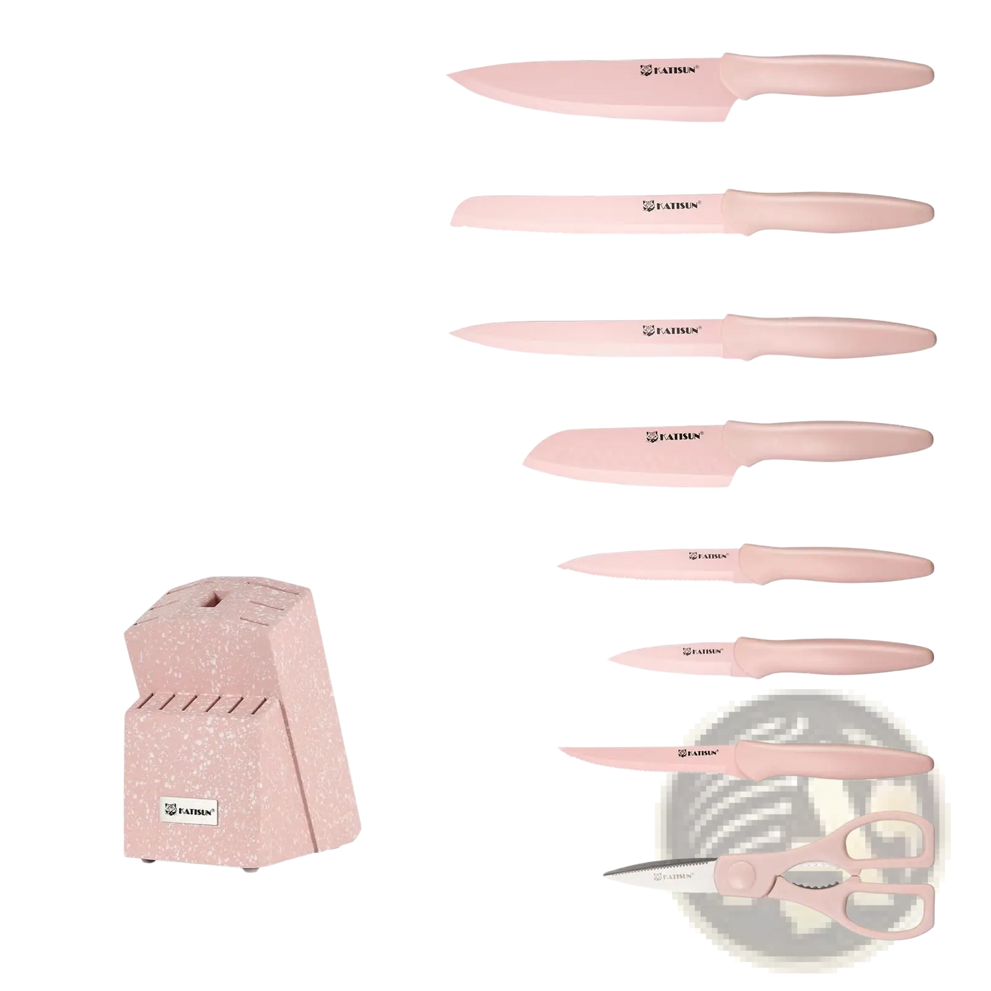 Pink Knife Set with Block 14 Piece Stainless Steel