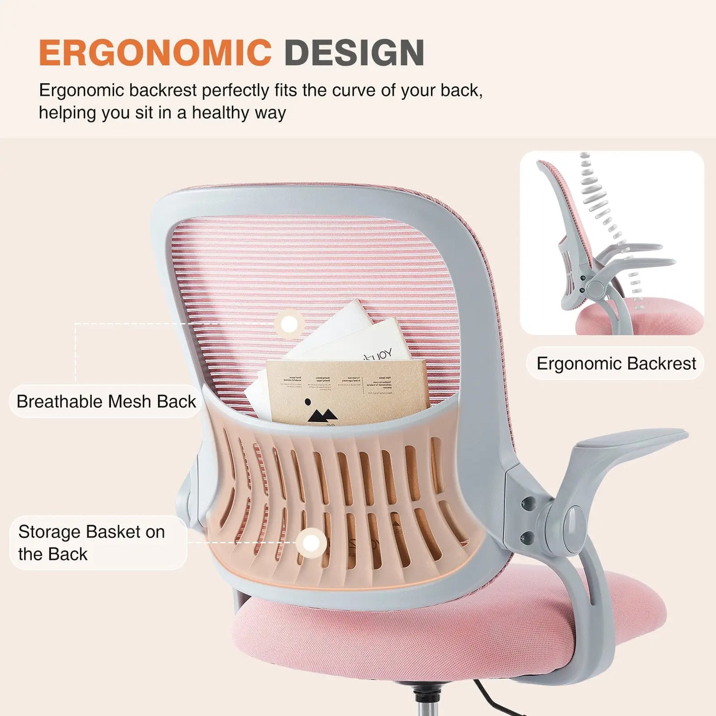 Pink Mesh Drafting Chair with Adjustable Foot Ring